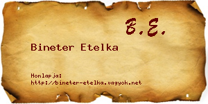 Bineter Etelka névjegykártya